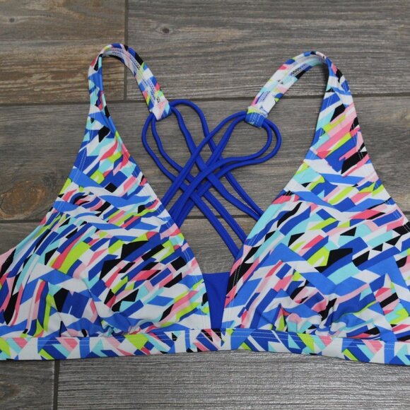 NWT GO Gossip Swimsuit Top S L or XL Crossed Signals Strappy Swim Sports Bra - Picture 3 of 9